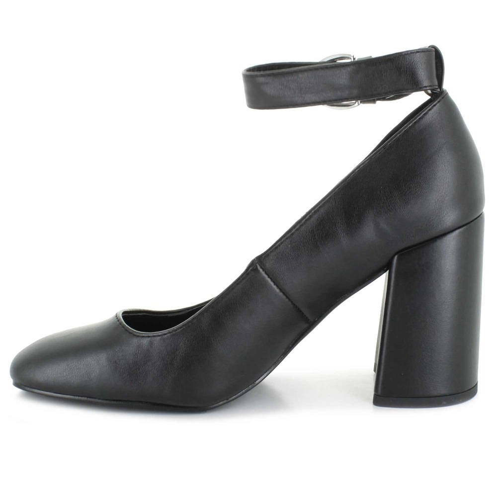 Madden Girl Black Ankle Strap Block Heels - Picture 1 of 7